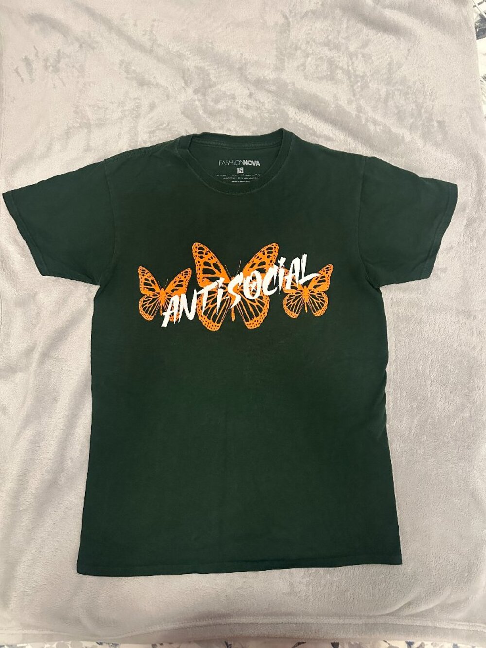 Fashion Nova Butterfly Antisocial Graphic Tee - Size S